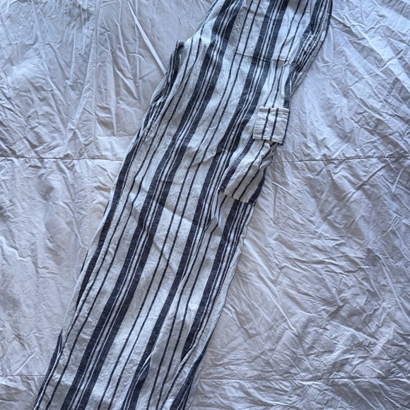 Roxy Navy & White Striped Drawstring Linen Pants small - Picture 4 of 5